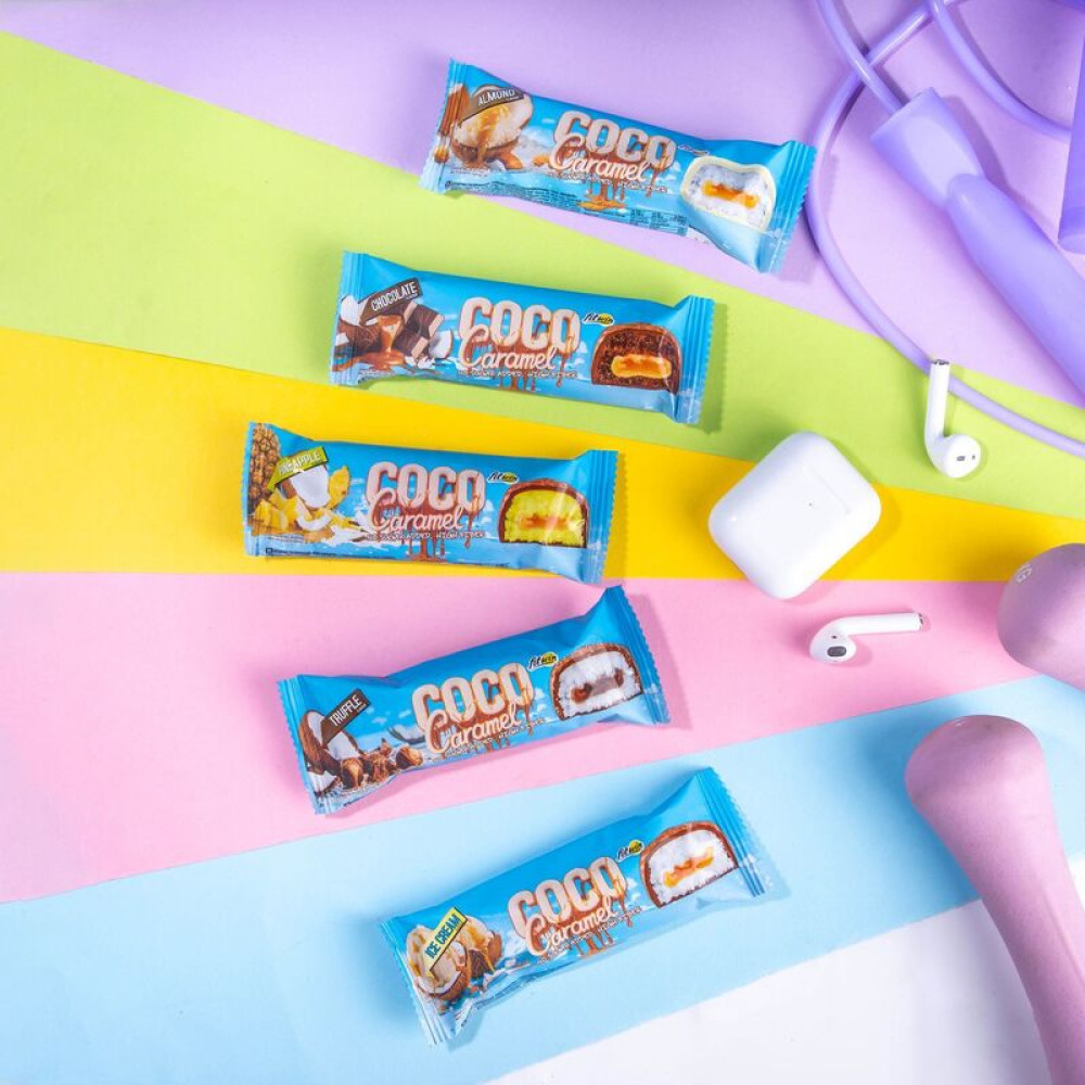 FitWin Coco Caramel кокосові батончики без цукру — MIX (20 шт.)